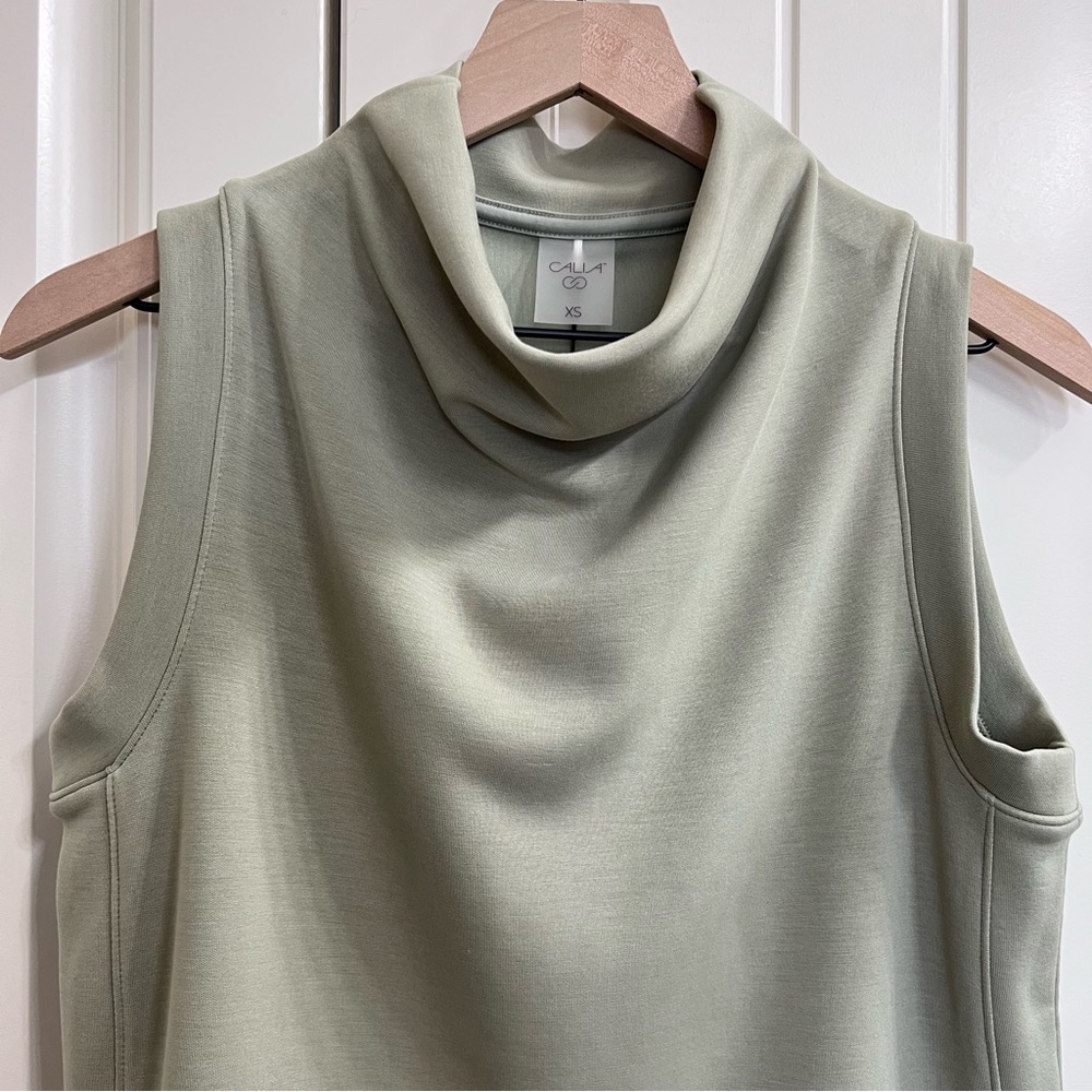 Calia Womens Sandwash Sleeveless Pullover Cowl Neck in Olive Green, Size XS, NWT - Picture 8 of 11